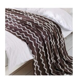 BOURINA Fluffy Chenille Knitted Fringe Throw Blanket Lightweight Soft Cozy 60x80